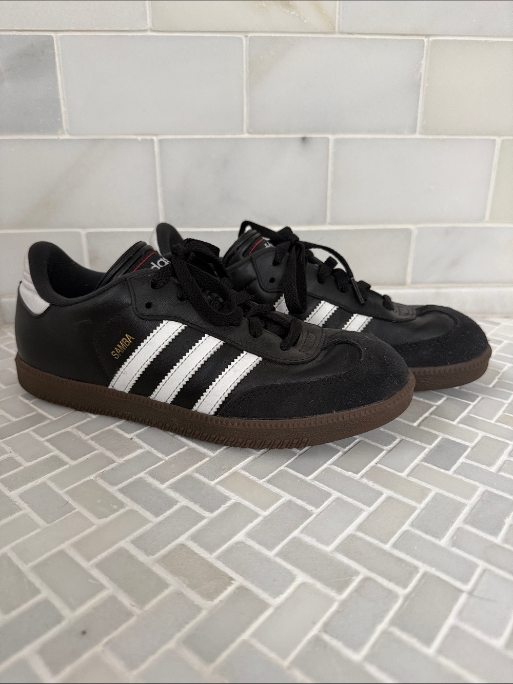 adidas Kids Black, White & Brown Samba Sneakers
